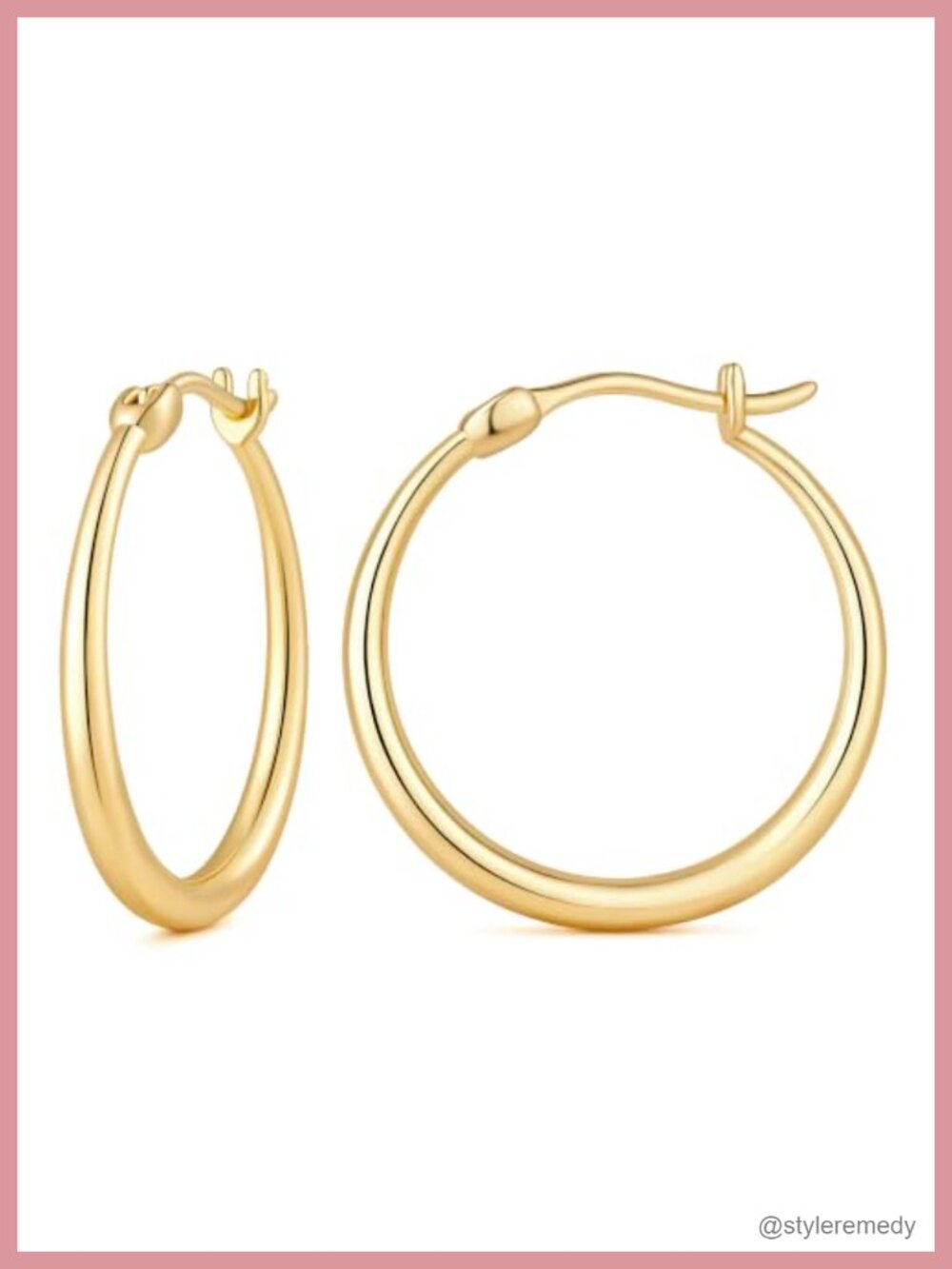 14K Gold Plated Hoop Earrings Clip On 20/25mm